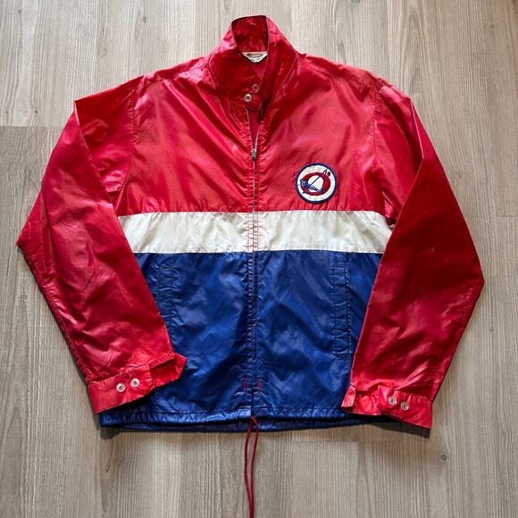 Vintage 60's Swingster O'Brien USA Watersports Red Blue Windbreaker Jacket Sz L - Picture 1 of 11